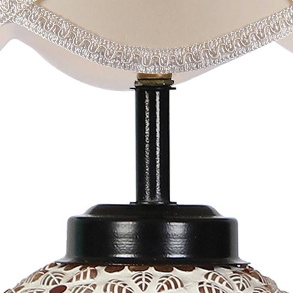 Carmen Vintage off-white Glass Shade Table lamp with Iron Base