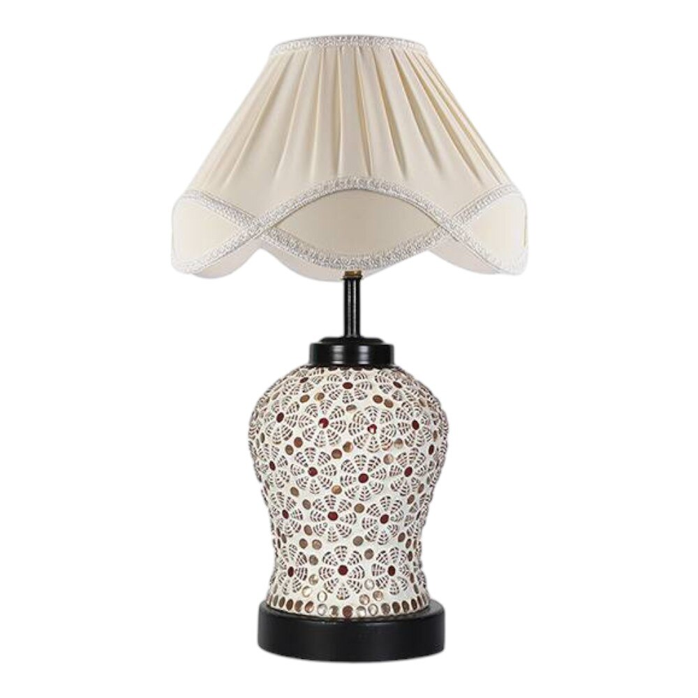 Carmen Vintage off-white Glass Shade Table lamp with Iron Base