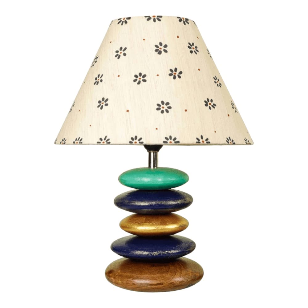 York Beige Cotton Shade Table Lamp with Solid Wood Base