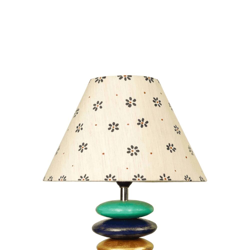 York Beige Cotton Shade Table Lamp with Solid Wood Base