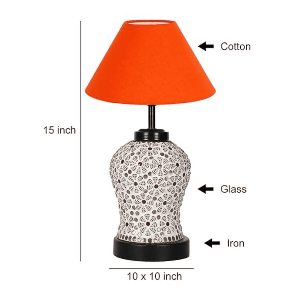Serena Orange cotton Glass Table lamp with Iron Base