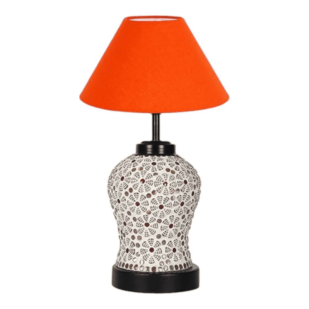 Serena Orange cotton Glass Table lamp with Iron Base
