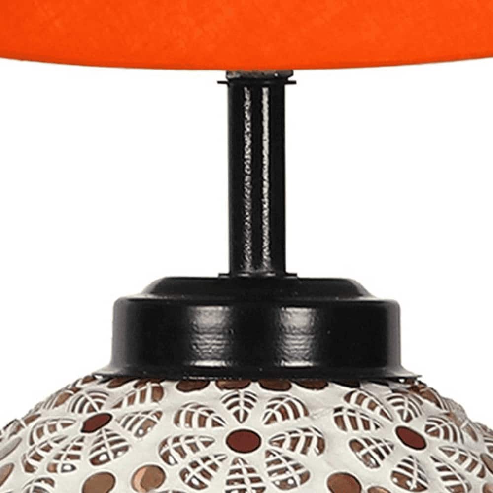 Serena Orange cotton Glass Table lamp with Iron Base