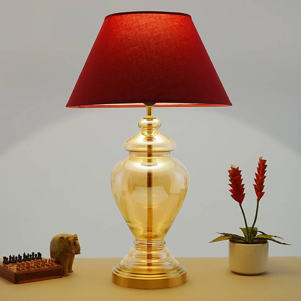 Colter Gold & Amber Glass Table Lamp - Kapoor Lamp Shades