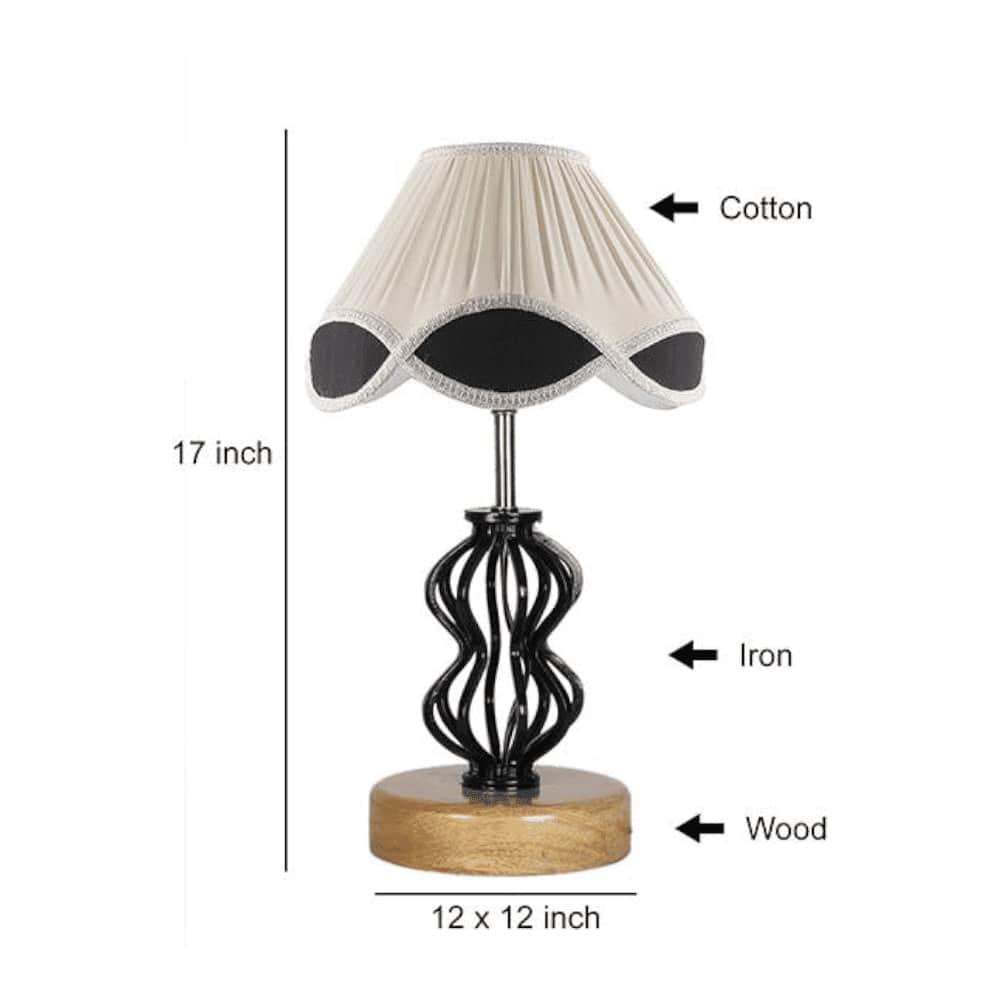 Brynn Vintage Multicolor Shade Table lamp with Wood & Iron Base