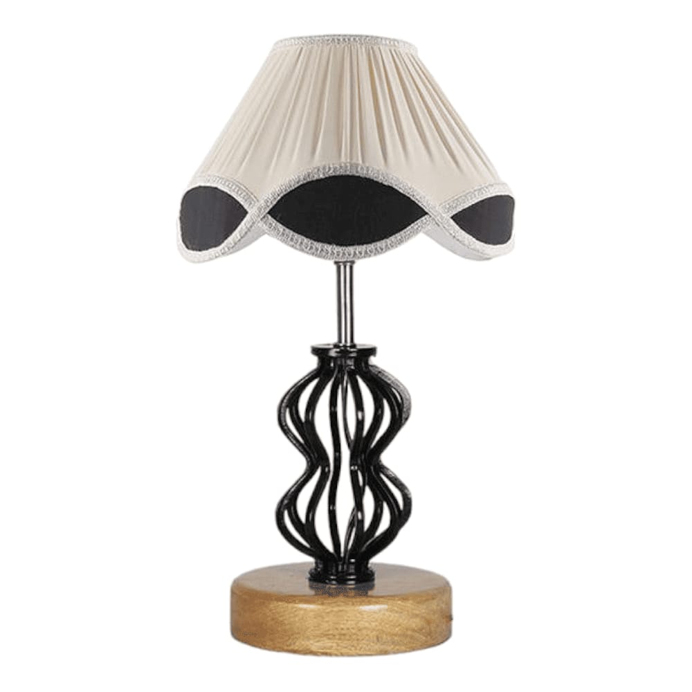 Brynn Vintage Multicolor Shade Table lamp with Wood & Iron Base