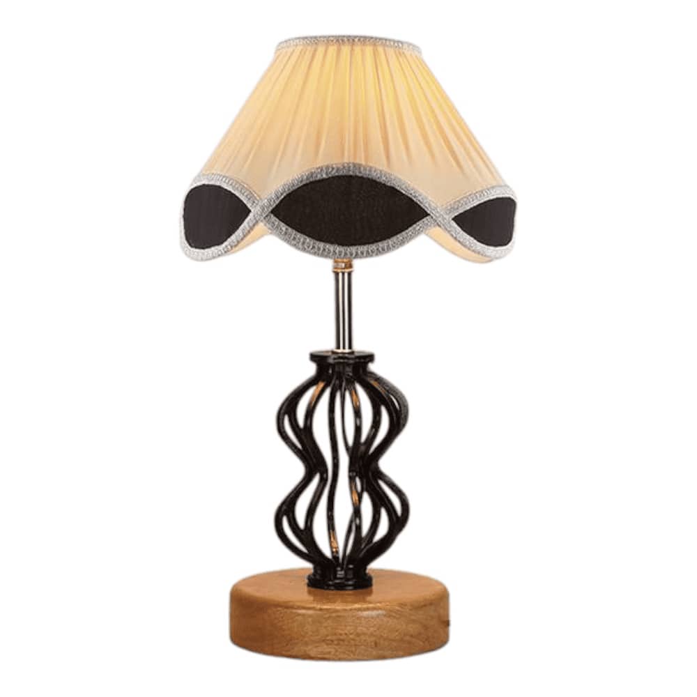 Brynn Vintage Multicolor Shade Table lamp with Wood & Iron Base