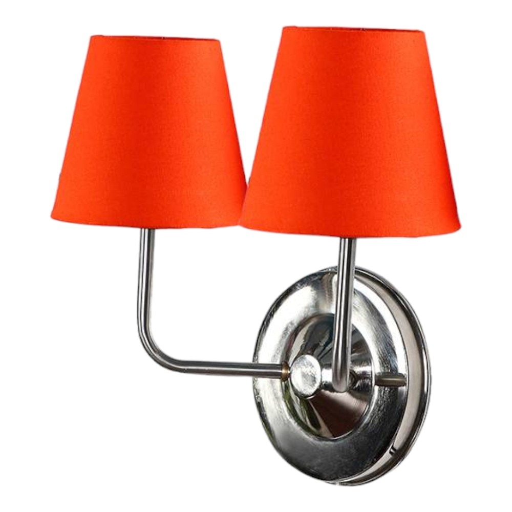 Baker Dual Off White Cotton Wall Mounted Lamp with Steel Base