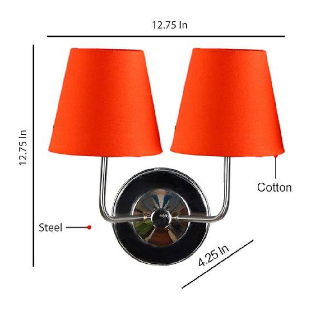 Baker Dual Off White Cotton Wall Mounted Lamp with Steel Base