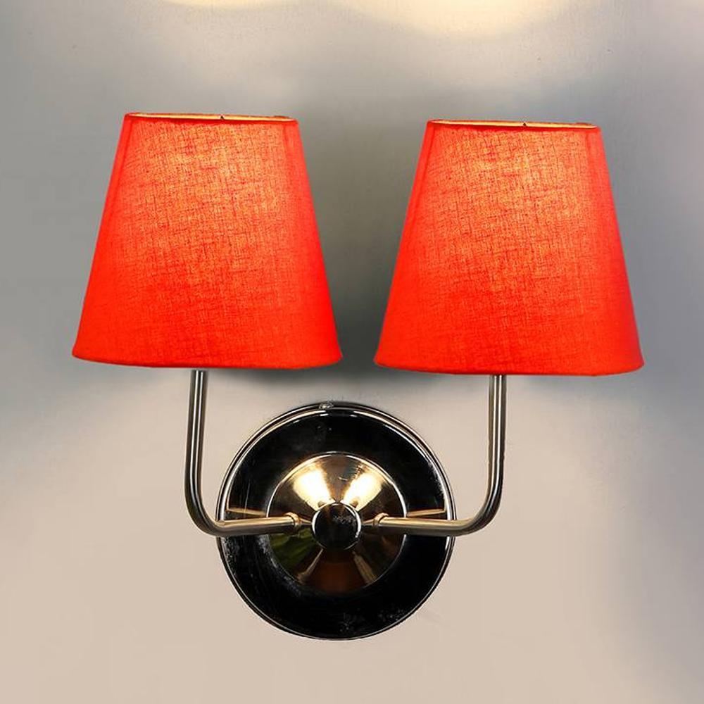 Baker Dual Off White Cotton Wall Mounted Lamp with Steel Base