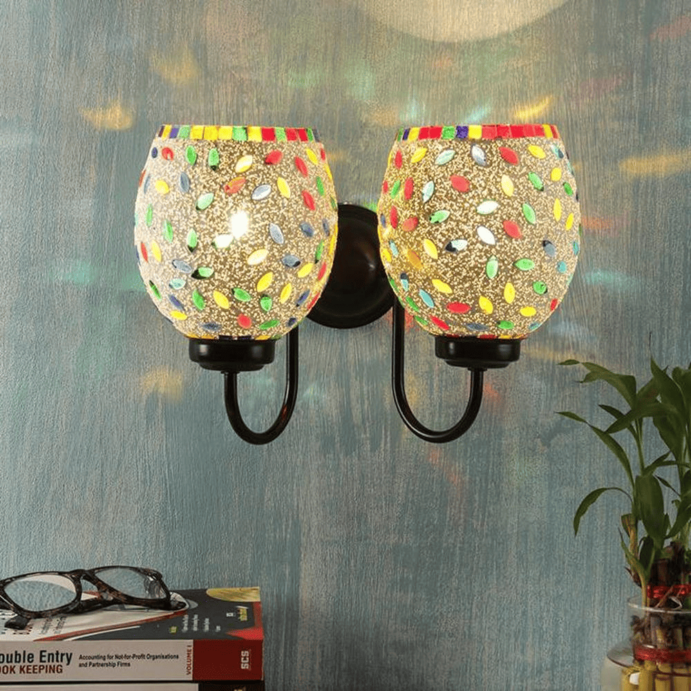 Nathaniel Multicolour Glass Wall Light