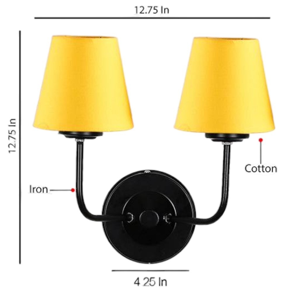 Arlo Dual Yellow cotton Wall mounted Lamp Iron Base(KV20)