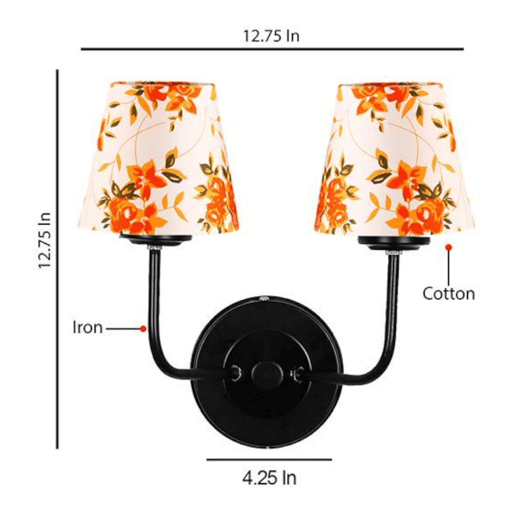 Bruno Dual Multicolor cotton shade wall mounted lamp with iron base (KV29)