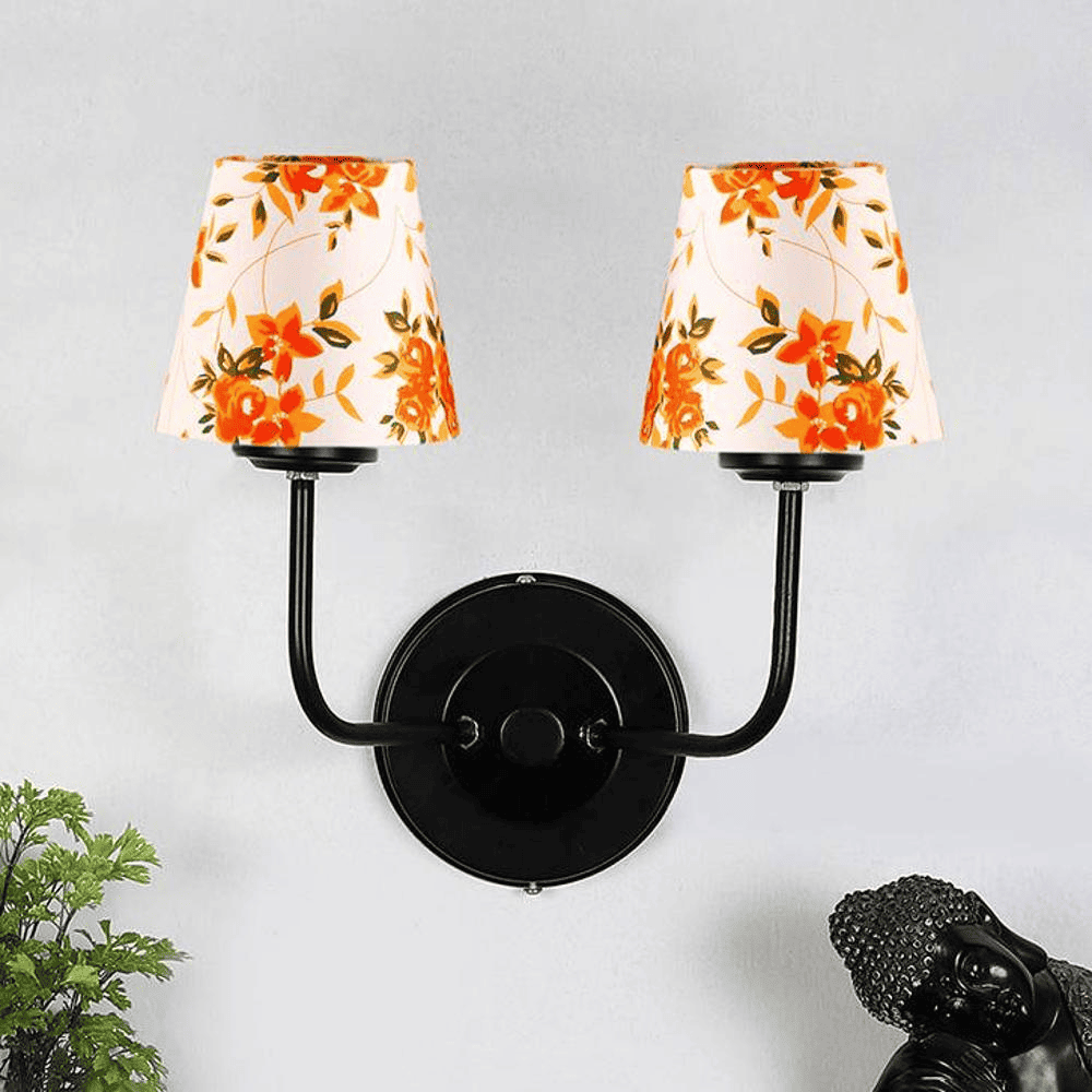 Bruno Dual Multicolor cotton shade wall mounted lamp with iron base (KV29)