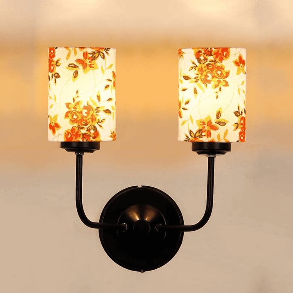 Easton Dual Multicolor cotton shade wall mounted lamp with iron base (KV44)