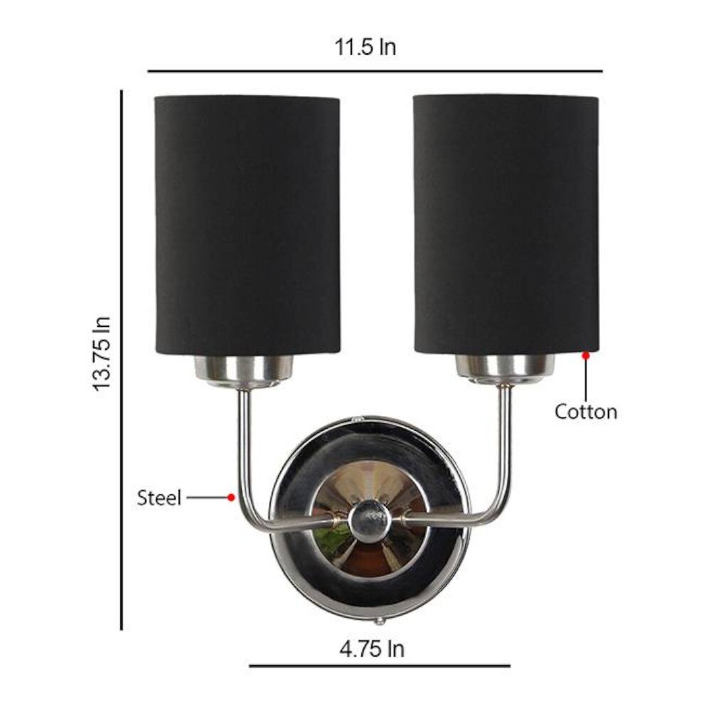Maddox Dual Black cotton Wall mounted Lamp with Steel Base