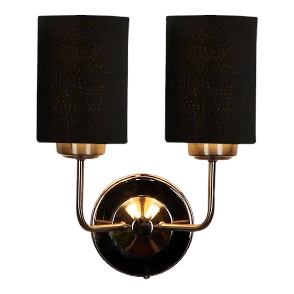 Maddox Dual Black cotton Wall mounted Lamp with Steel Base