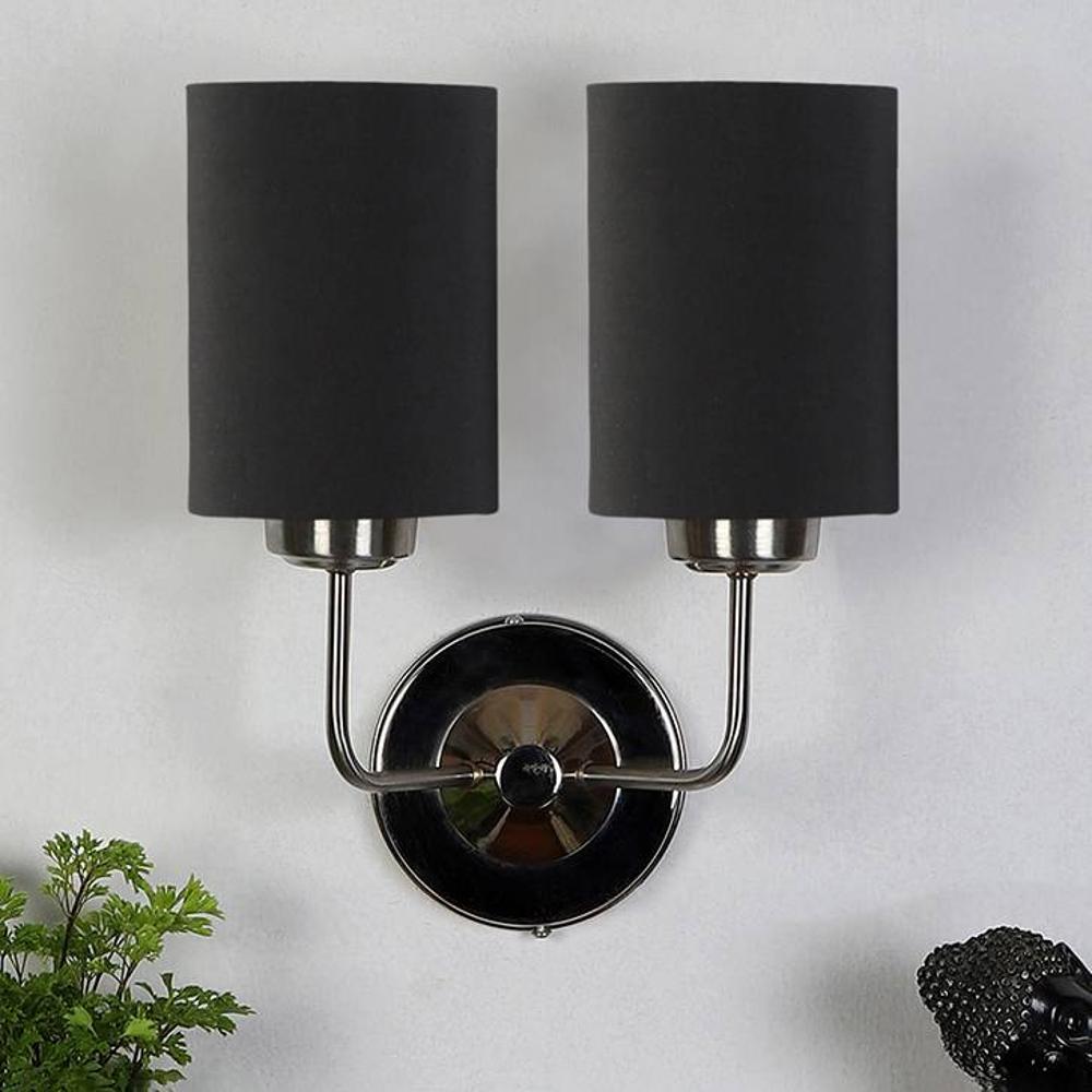 Maddox Dual Black cotton Wall mounted Lamp with Steel Base