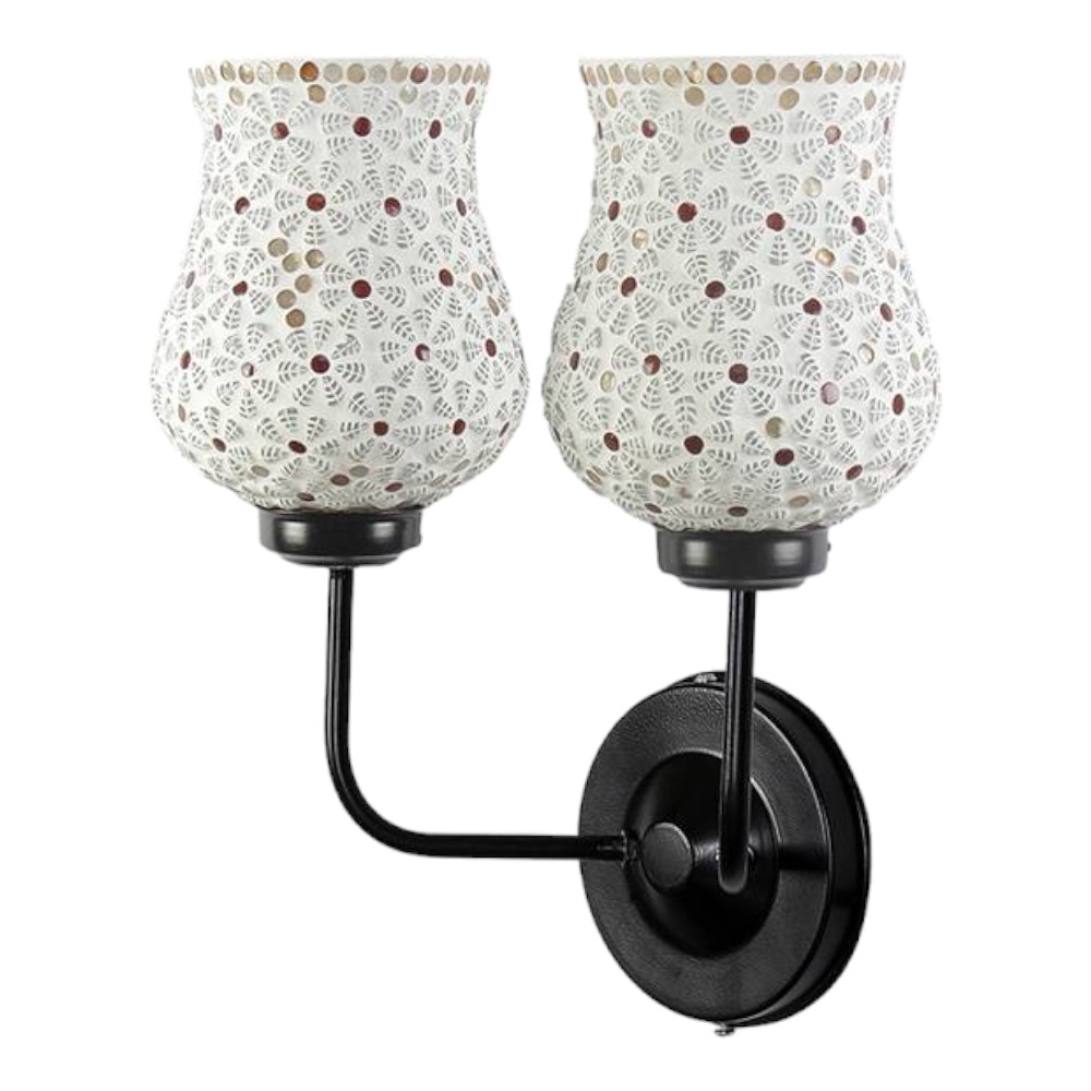 William Dual Multicolor Mosaic Glass Wall Mounted Lamp with Iron Base