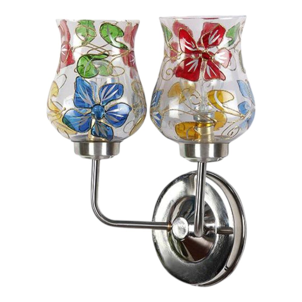 Andre Dual Multicolor Mosaic Glass Wall Mounted Lamp with Steel Base