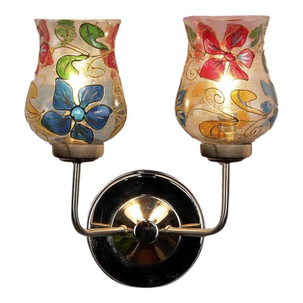 Andre Dual Multicolor Mosaic Glass Wall Mounted Lamp with Steel Base