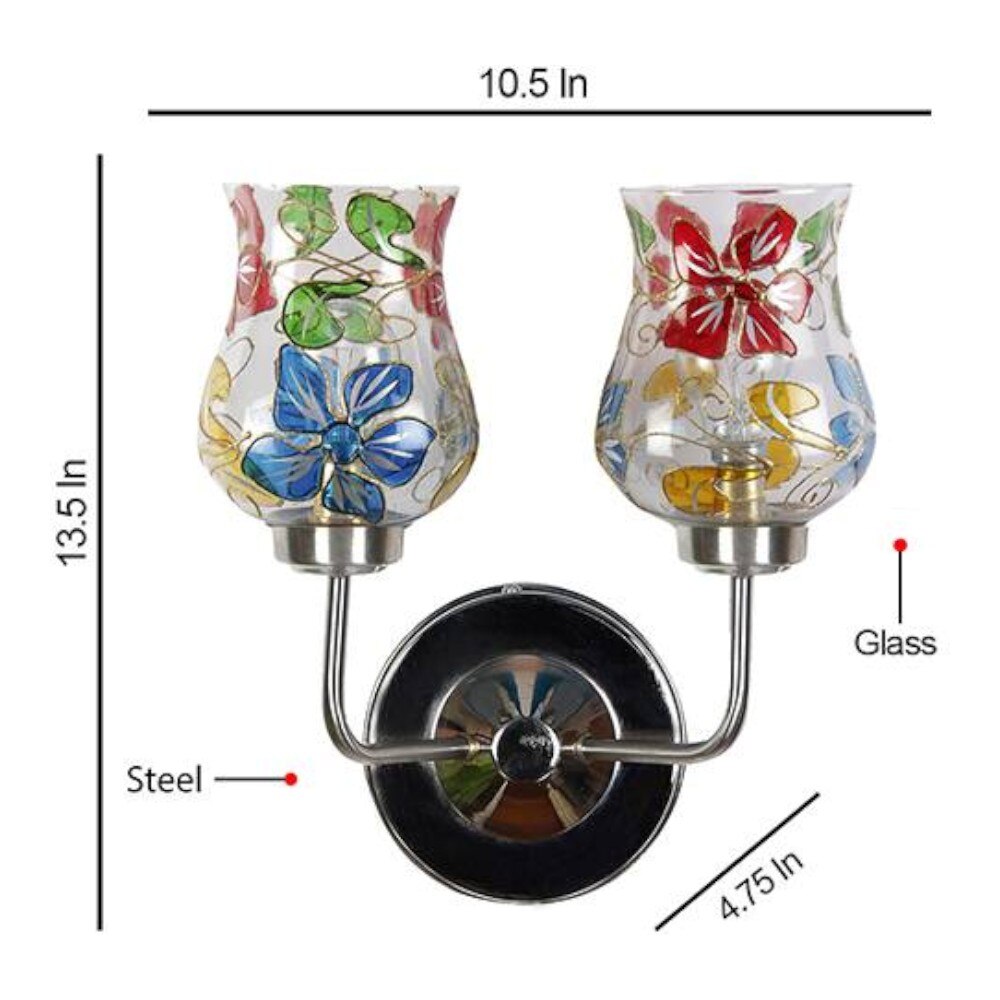 Andre Dual Multicolor Mosaic Glass Wall Mounted Lamp with Steel Base