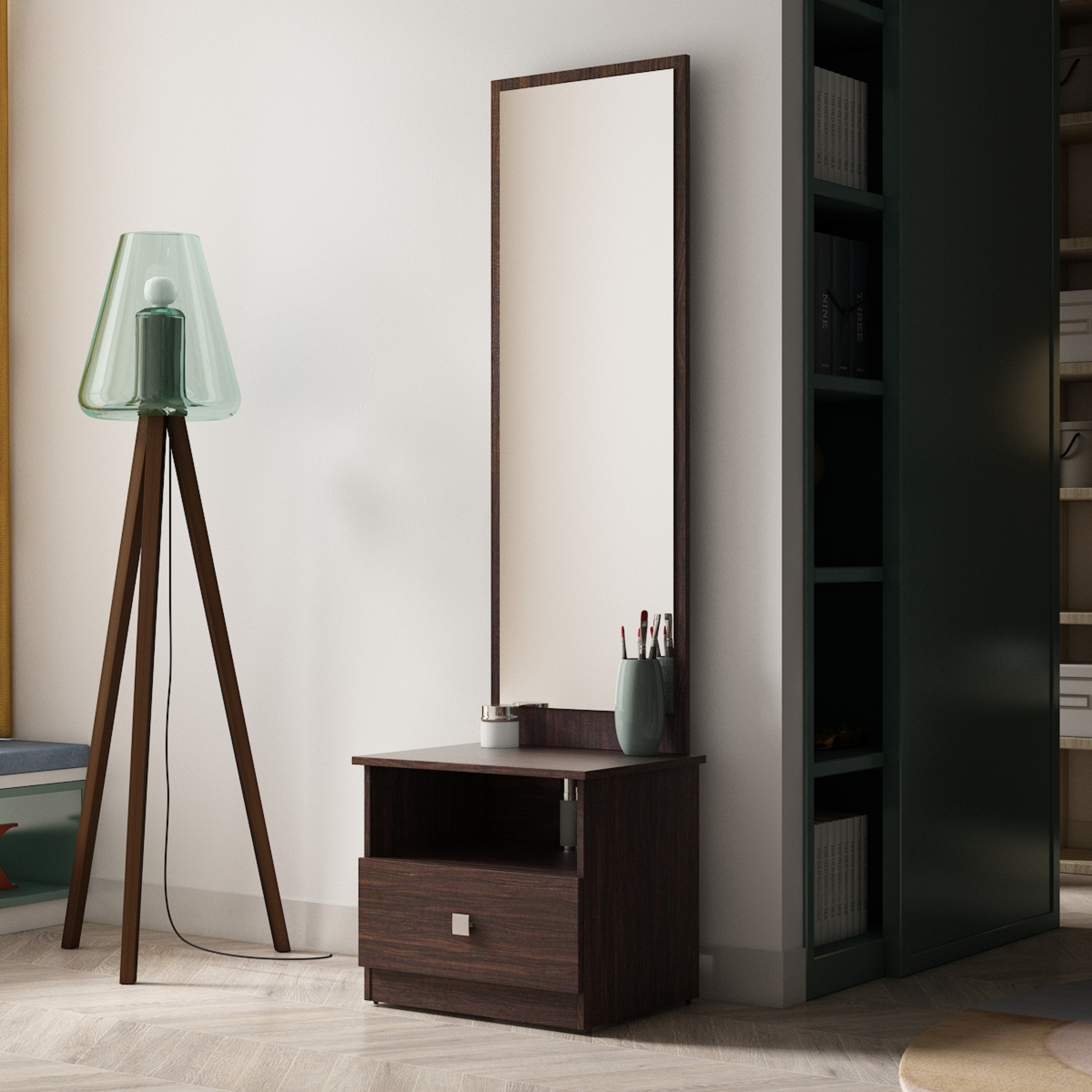 Omega Dressing Table in Choco Walnut Finish - A Globia Creations