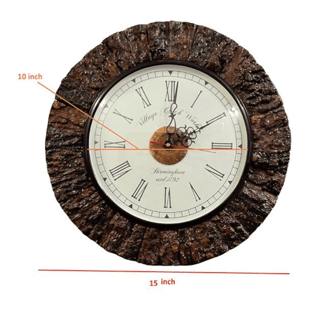 Creed Brown Solid Wood Round Wall Clock