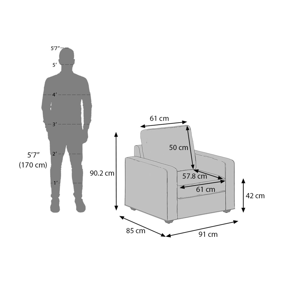 Apollo Compact Sofa (Colour : Smoke, Cushion : Hard, Back Type : High Back, Seater : 2+1+1)
