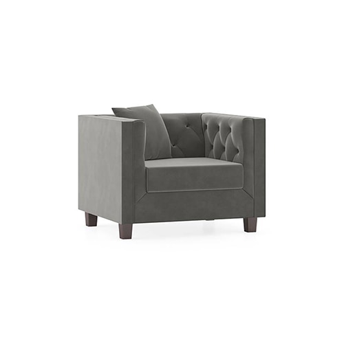 Windsor Luxe 1 Seater Fabric Sofa in Ash Grey Velvet Colour