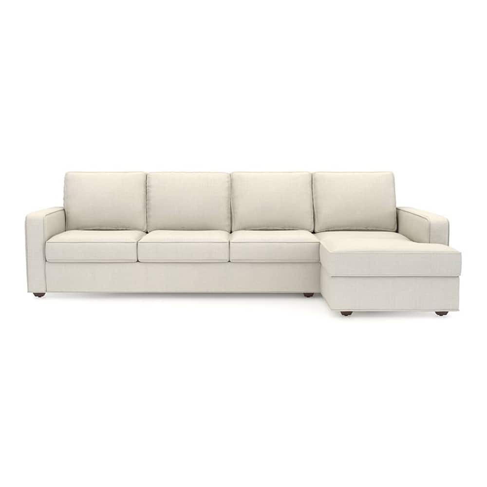 Apollo Sofa (Colour : Pearl, Cushion : Hard, Back Type : Regular, Seating Capacity : Right Aligned 3 Seater + Right Aligned Chaise) - Urban Ladder