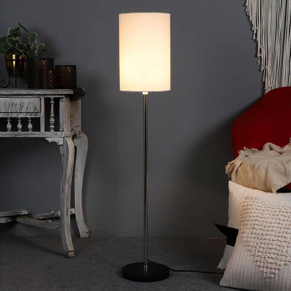 Severin White Cotton Shade Floor Lamp