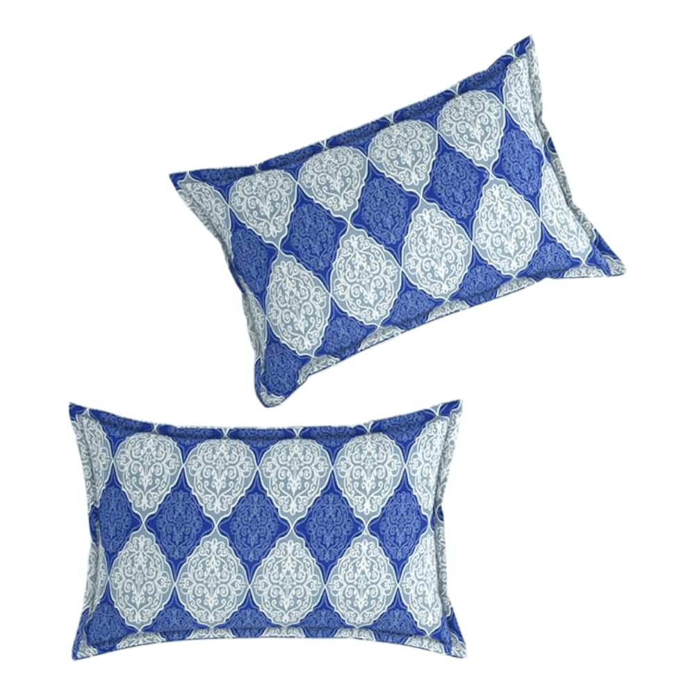 Sofia Blue Abstract 160 TC Cotton Double Size Bedsheet with 2 Pillow Covers