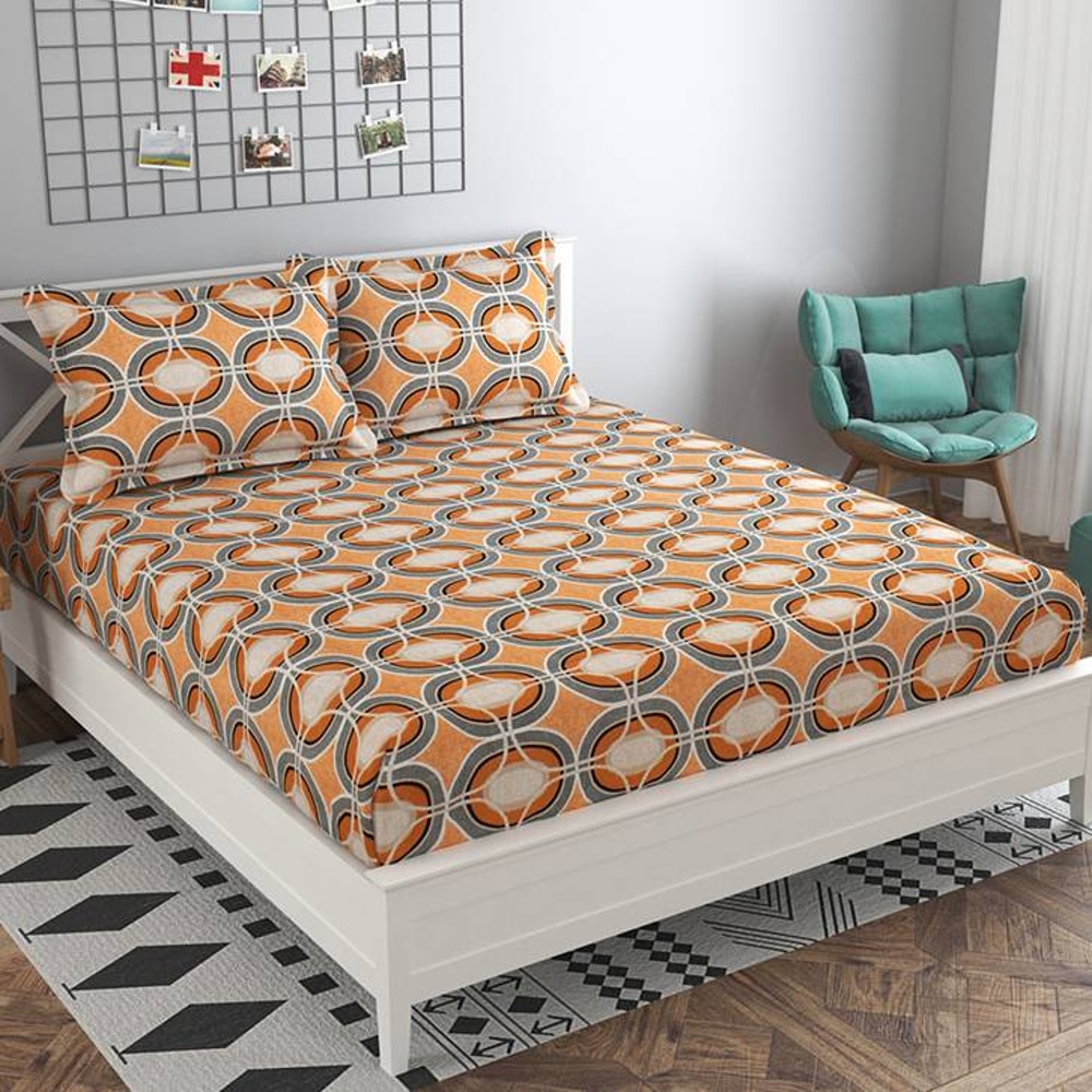 David Gold Abstract 160 TC Cotton Double Size Bedsheet with 2 Pillow Covers - Presto