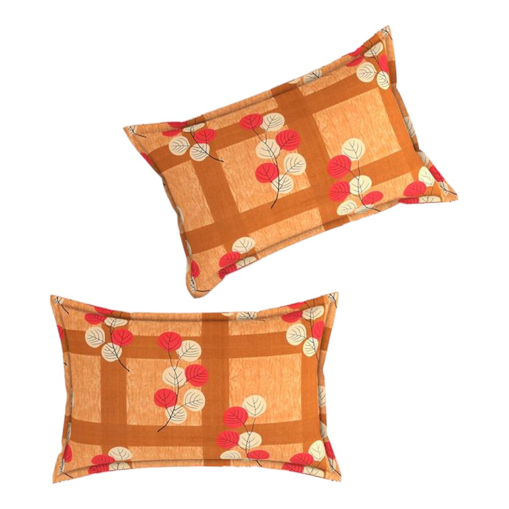 Mario Gold Floral 160 TC Cotton Double Size Bedsheet with 2 Pillow Covers