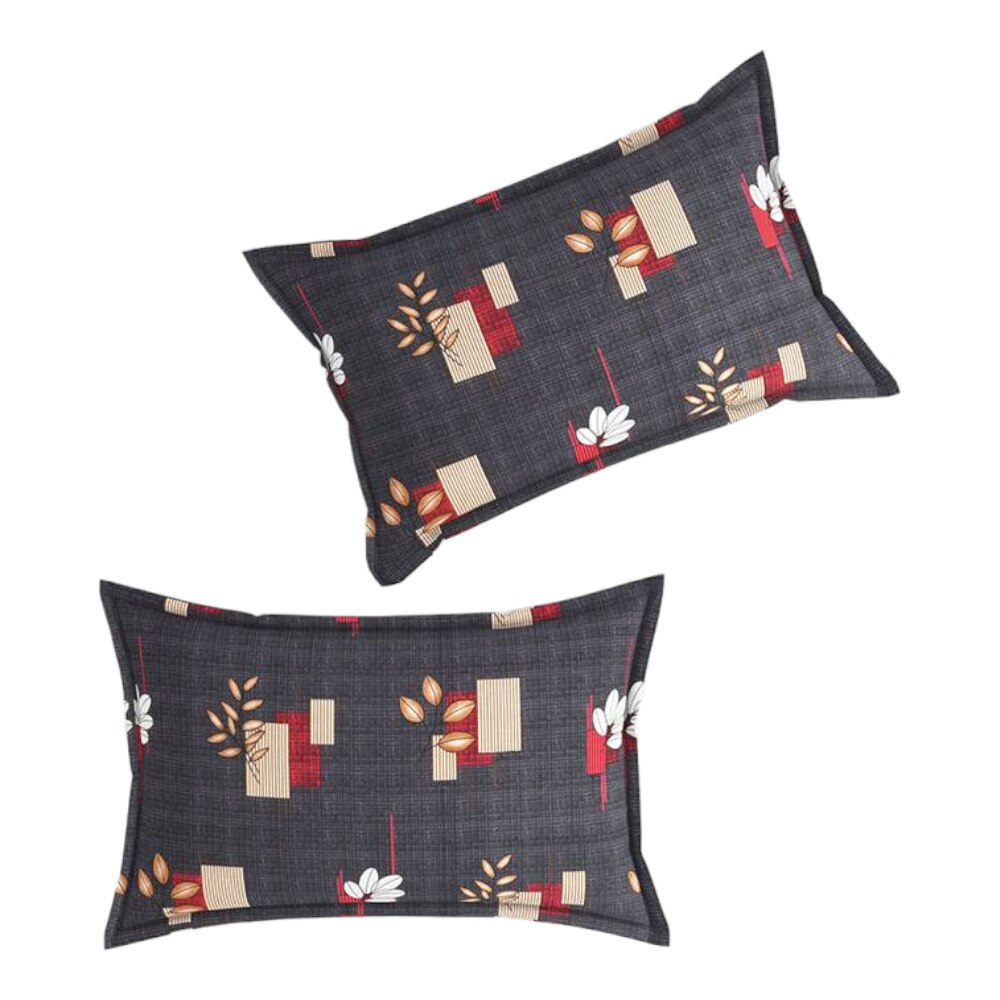 Alma Grey Abstract 160 TC Cotton Double Size Bedsheet with 2 Pillow Covers