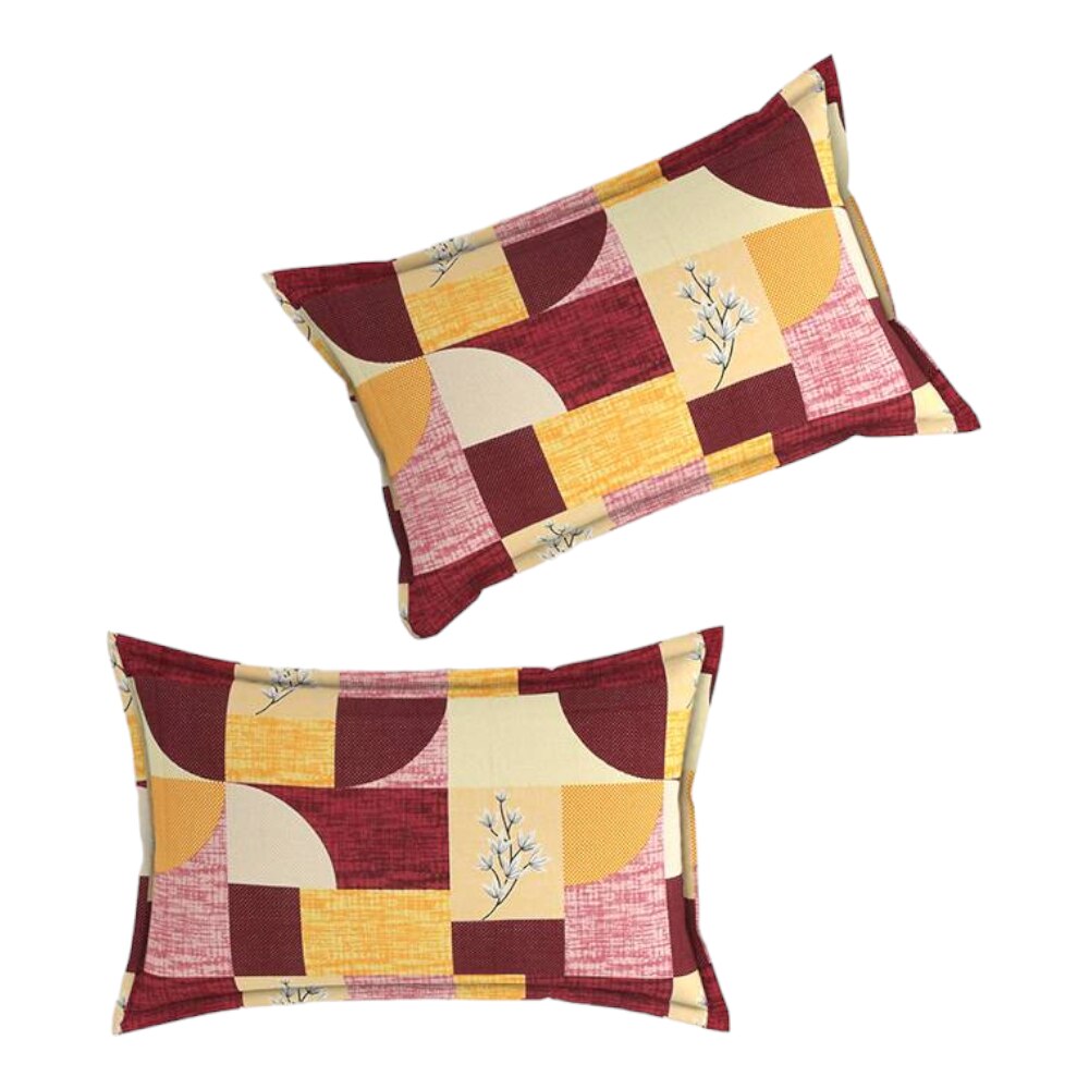 Alba Multicolor Geometric 160 TC Cotton Double Size Bedsheet with 2 Pillow Covers