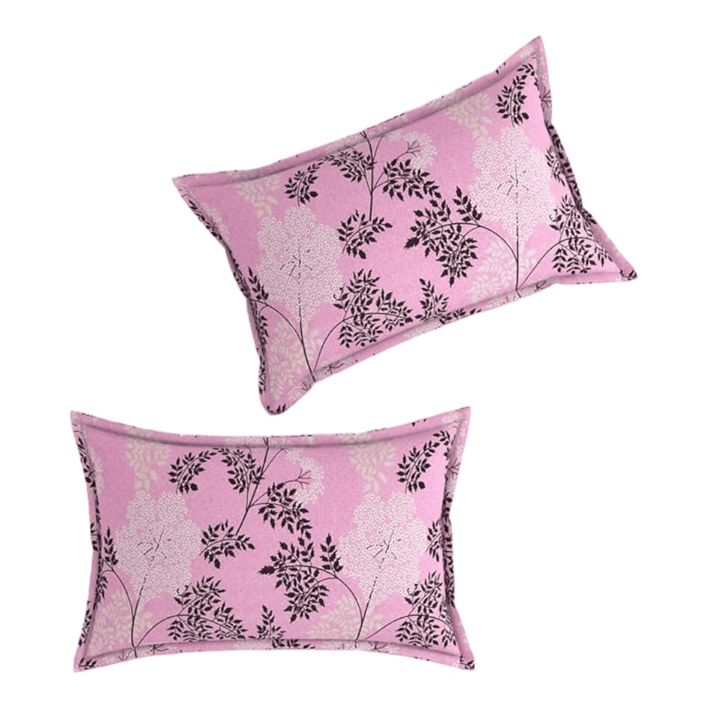 Irene Pink Floral 160 TC Cotton Double Size Bedsheet with 2 Pillow Covers