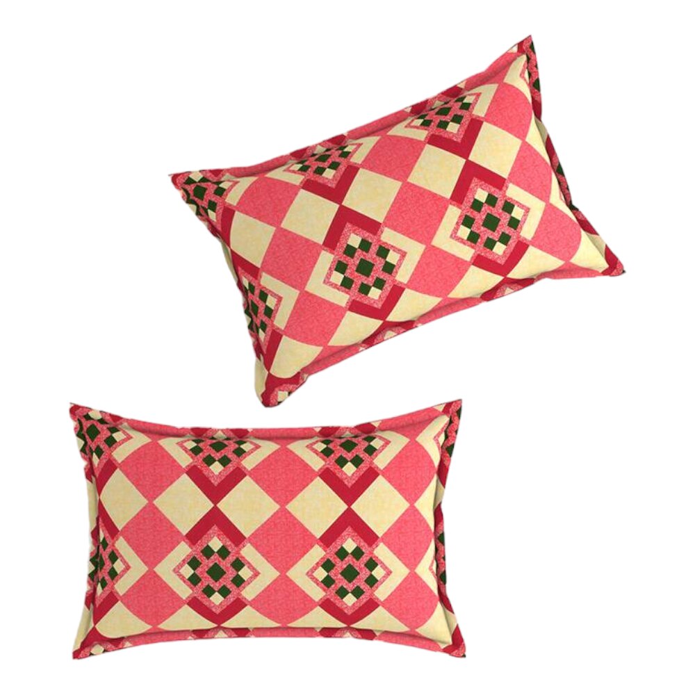 Elena Pink Abstract 160 TC Cotton Double Size Bedsheet with 2 Pillow Covers