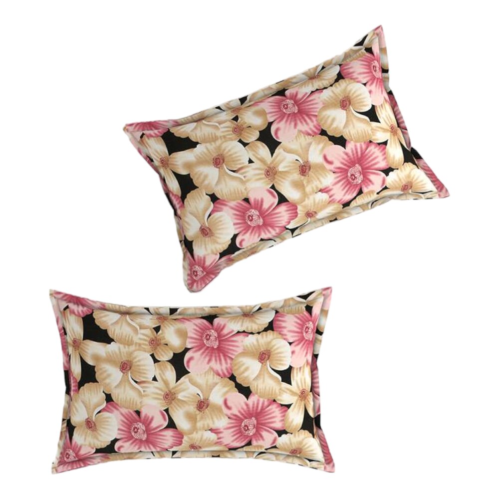 Vega Pink Floral 160 TC Cotton Double Size Bedsheet with 2 Pillow Covers