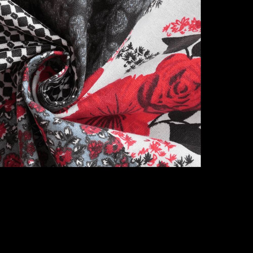 Hugo Red Floral 160 TC Cotton Double Size Bedsheet with 2 Pillow Covers