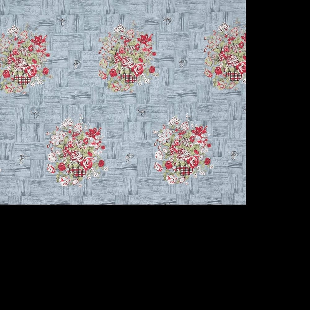 Valeria Silver Floral 160 TC Cotton Double Size Bedsheet with 2 Pillow Covers