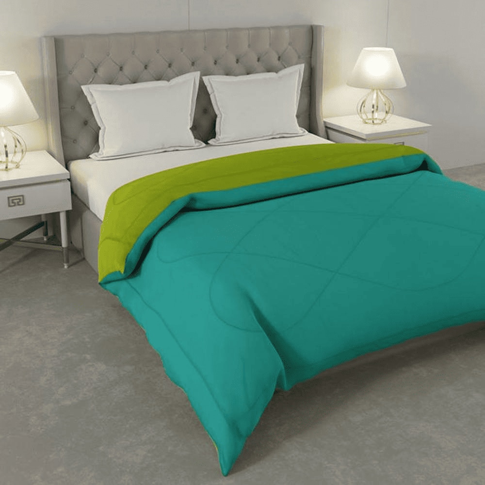 Falguni 
Sea Green-Lemon Green Solid 250 Gsm Microfiber Single Bed Comforter