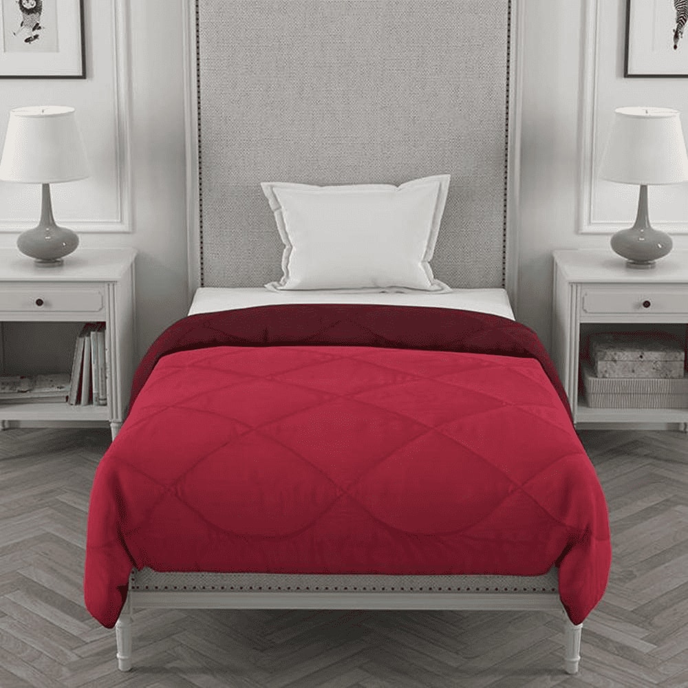 Ekiya 
Maroon-Pink Solid 250 Gsm Microfiber Single Bed Comforter