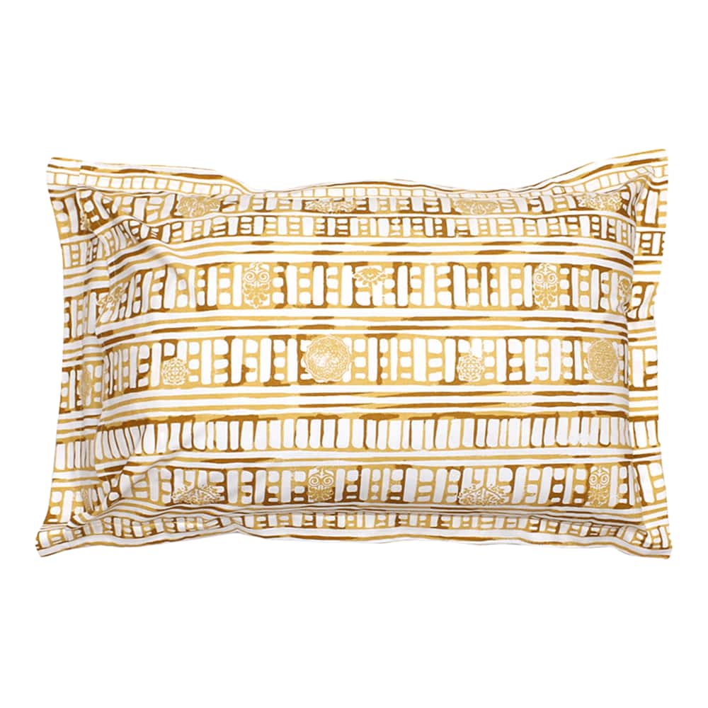 Sanchi Yellow Cotton Cushion Cover Set Of 2