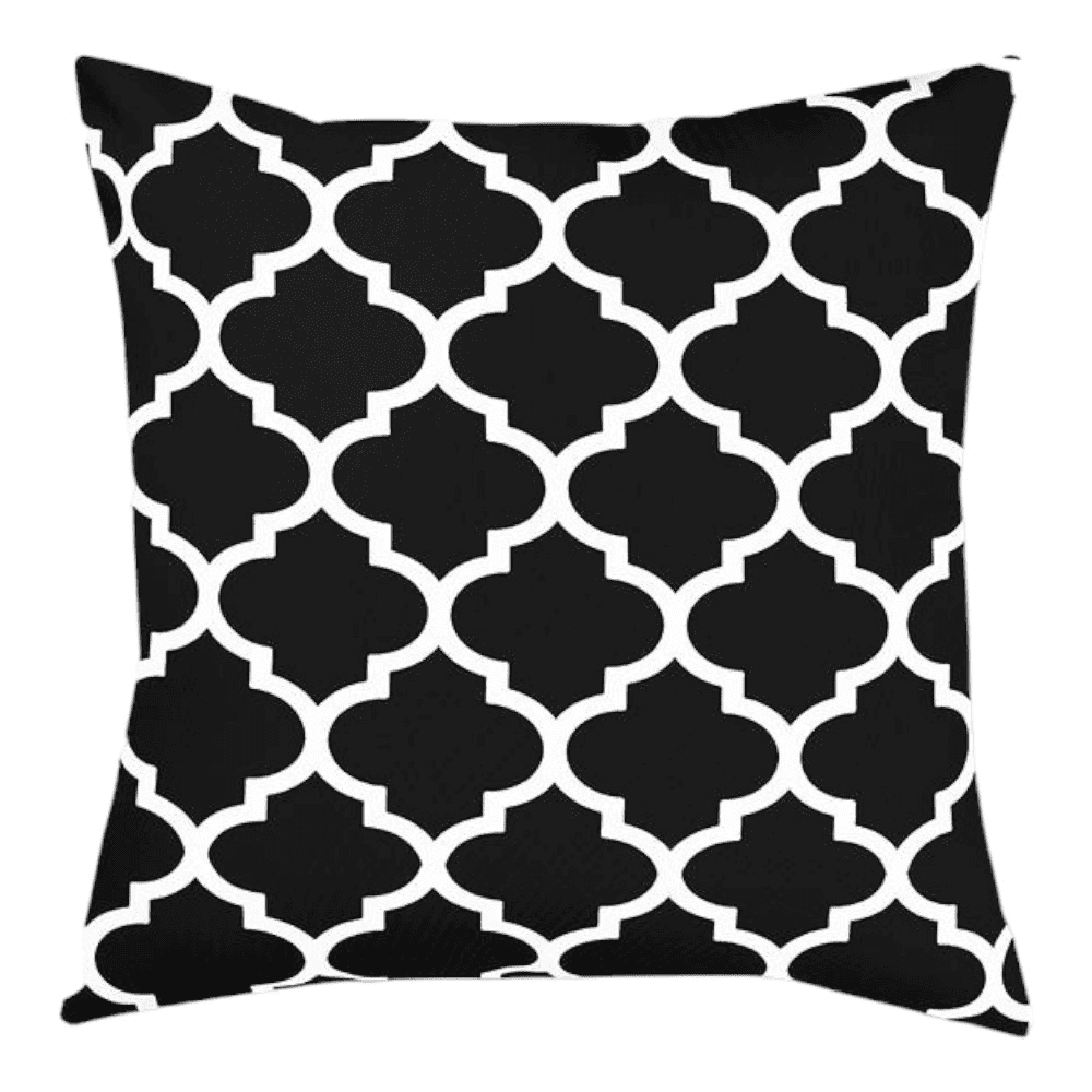 Mittens Black Geometric 16 X 16 Inches Polyester Cushion Cover