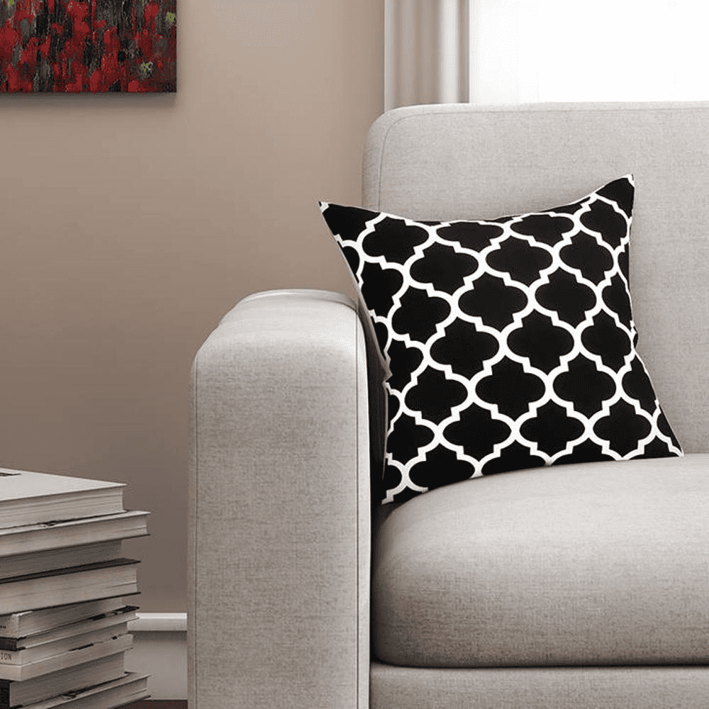 Mittens Black Geometric 16 X 16 Inches Polyester Cushion Cover