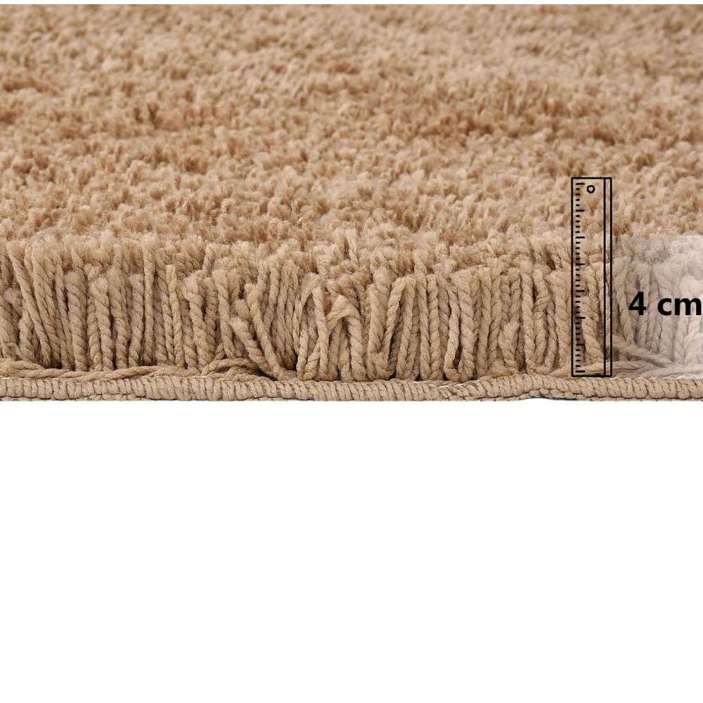 Beige Solid Soft Feel Anti-Skid Polyester Carpet -3X5 Feet