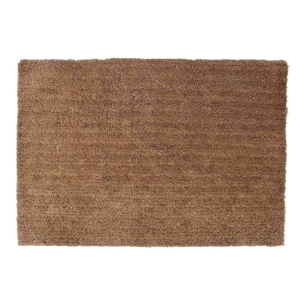 Beige Solid Soft Feel Anti-Skid Polyester Carpet -3X5 Feet