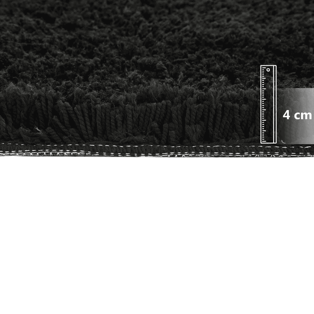 Black Solid Soft Feel Anti-Skid Polyester Carpet -4X6 Feet